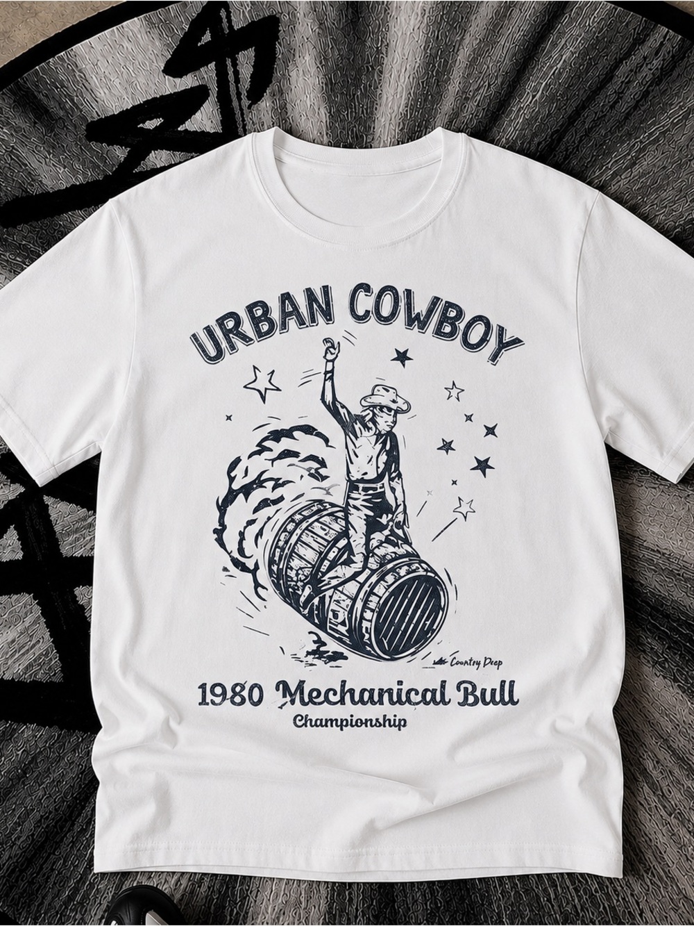 Urban Cowboy 1980 Shirt, Retro Western White Graphic Tee - Mechanical Bull